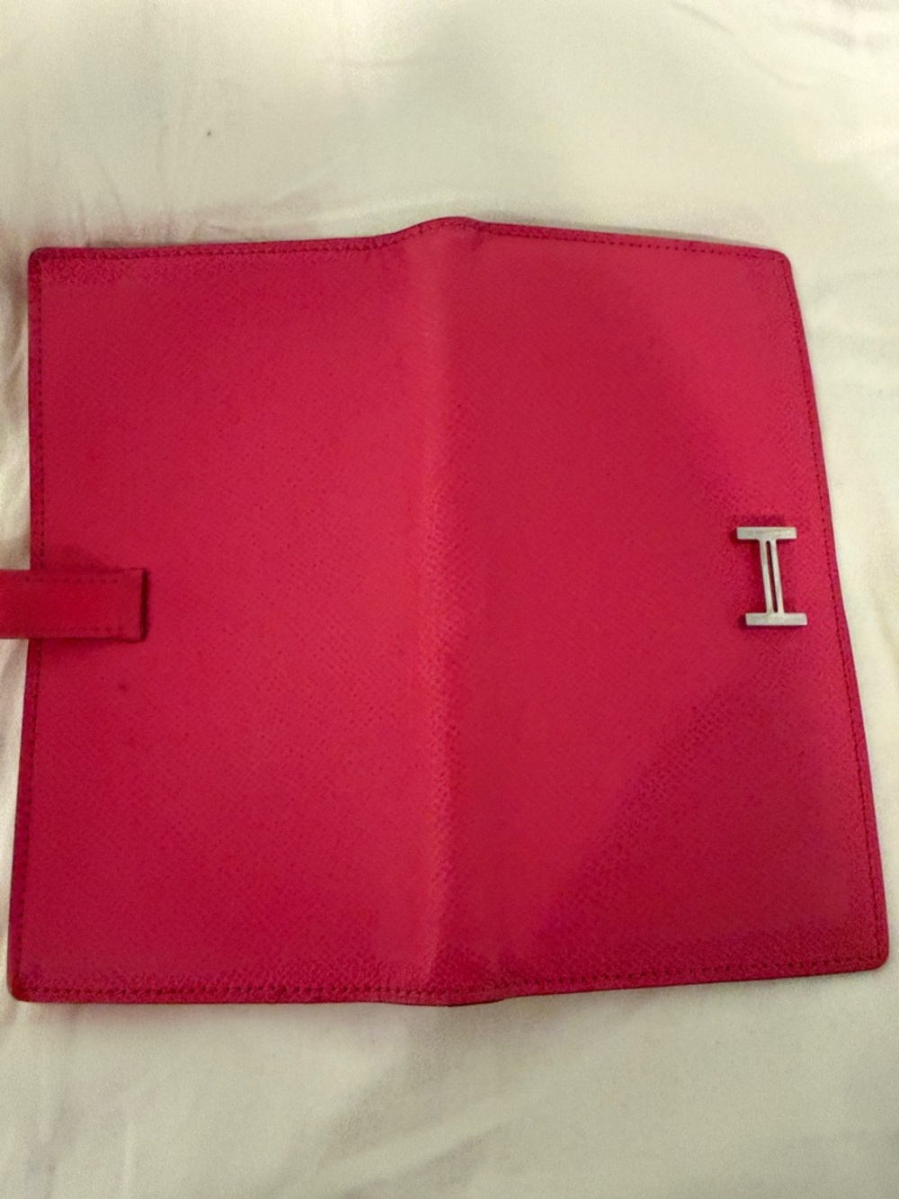 Pink Leather Wallet Clutch with Silver H Accent - Picture 4 of 7